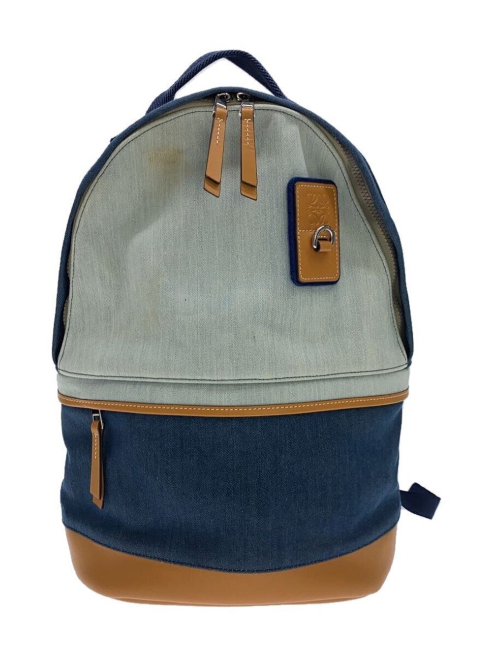 Loewe Eye Nature Denim Backpack canvas tan leather Blue